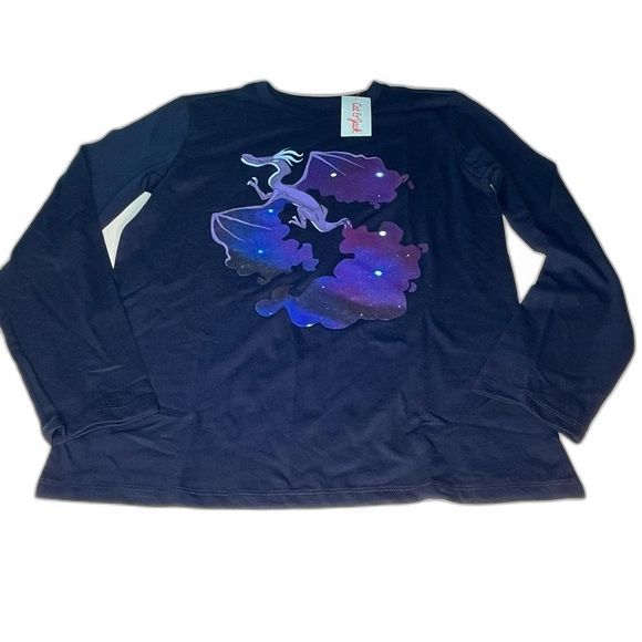 Cat & Jack Boy's Lightweight Navy LS T-Shirt w Purple Multicolor Dragon. NWT! - Picture 6 of 6